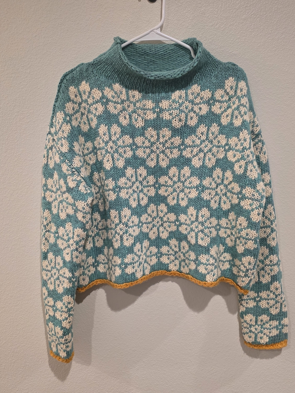 NWT Free People Floral Chunky Roll Neck Sweater